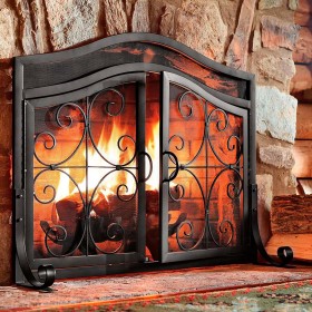  Telas para lareiras com portas e lareiras Plow & Hearth | Tela para lareira pequena Plow & Hearth com portas