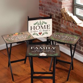 Mesas Decorativas para Móveis | Conjunto de 4 Bandejas para TV Plow & Hearth Rustic Farmhouse