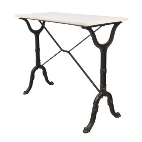  Móveis, mesas de escritório e mesas de console | Mesa de console com tampo de mármore e base de ferro fundido Plow & Hearth