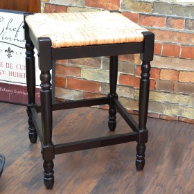  Pufes para Móveis | Banco de Balcão Plow & Hearth de 61 cm de altura com Assento de Junco Tecido à Mão