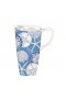  Tazze da viaggio per cucina e intrattenimento | Tazza da viaggio in ceramica Plow & Hearth On The Go, 17 oz, con coperchio bianco e scatola, conchiglie