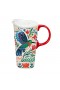  Tazze da viaggio per cucina e intrattenimento | Tazza da viaggio perfetta in ceramica Plow & Hearth, 17 once, con scatola, colibrì floreale