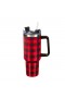  Tazze da viaggio per cucina e intrattenimento | Tazza Canyon Plow & Hearth Red Buffalo Check, doppia parete in acciaio inossidabile con cannuccia, 40 once, confezione regalo