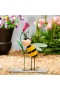  Statue da giardino per esterni | Statua in metallo a forma di ape felice con fiore rosa, altezza 50,8 cm
