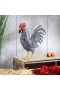  Statue da giardino per esterni | Statua di gallo in metallo con piume scure di Plow & Hearth, altezza 14"