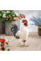  Statue da giardino per esterni | Statua di gallo in metallo con piume leggere di Plow & Hearth, altezza 14"