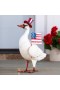  Statue da giardino per esterni | Statua di un'oca patriottica in metallo con bandiera americana e cappello a cilindro di Plow & Hearth