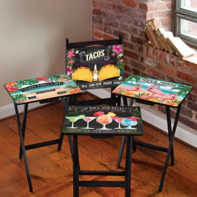  Tavolini decorativi | Plow & Hearth Beach Vacation Set di 4 vassoi porta TV