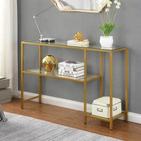  Scrivanie e tavoli consolle | Tavolo consolle multifunzionale in vetro temperato con ripiani Plow & Hearth