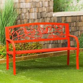  Mobili da esterno | Panca da giardino in metallo Plow & Hearth Cardinals, rossa