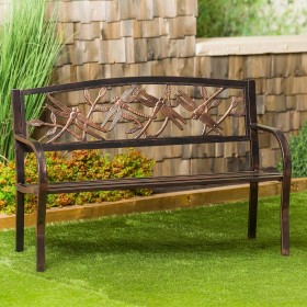  Panchine da esterno | Panca da giardino in metallo Plow & Hearth Dragonfly, bronzo