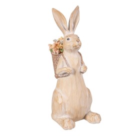  Accenti decorativi per interni | Decorazione da tavolo in resina a forma di coniglietto con cesto di fiori, 26 cm