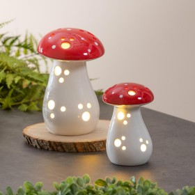  Accenti decorativi per interni | Decorazione da tavolo a forma di fungo in ceramica illuminata Plow & Hearth, set da 2