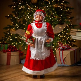  Accenti decorativi per interni | Plow & Hearth 36,75" LED Dancing Mrs. Claus con musica
