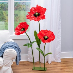  Fiori e piante artificiali per interni | Plow & Hearth Poppy Flower Artificial Paper Déco, altezza 56"