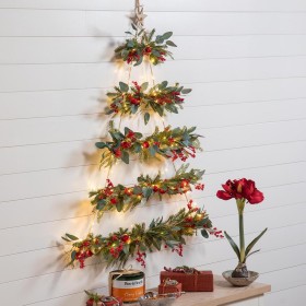  Fiori e piante artificiali per interni | Albero di Natale da parete illuminato Plow & Hearth