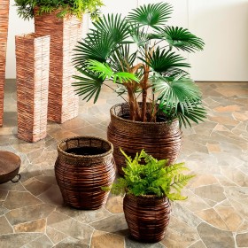  Vasi e fioriere per interni | Set di 3 vasi rotondi in canna annidati Plow & Hearth