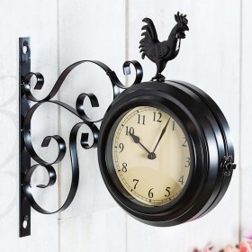  Arte murale per interni | Orologio e termometro da esterno a forma di gallo Plow & Hearth