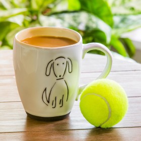  Tazze da caffè e da tè per cucina e intrattenimento | Set regalo di tazze in ceramica Plow & Hearth, 16 once, cane