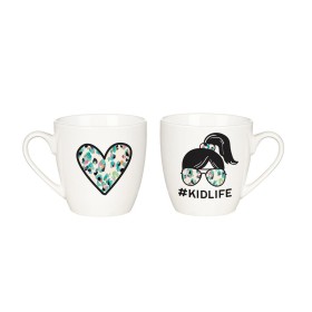 Tazze da caffè e da tè per la cucina e l'intrattenimento | Set regalo di tazze in ceramica Plow & Hearth Mommy And Me, 17 Oz e 7 Oz, Mom Life/Kid Life