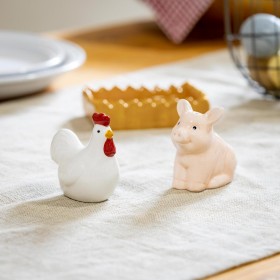  Sale e pepe per cucina e intrattenimento | Set di sale e pepe in ceramica a forma di animali da fattoria Plow & Hearth
