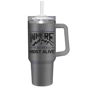 Tazze da viaggio per cucina e intrattenimento | Plow & Hearth Go Where You Feel Most Alive Canyon Cup, acciaio inossidabile a doppia parete con cannuccia, 40 once, confezione regalo