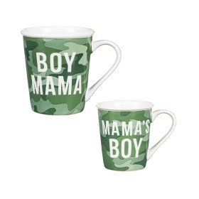  Tazze da caffè e da tè per cucina e intrattenimento | Set regalo di tazze in ceramica Plow & Hearth Mommy And Me, 16 oz e 8 oz, Boy Mama / Mama's Boy