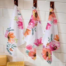  Biancheria da cucina e per l'intrattenimento | Strofinacci ad asciugatura rapida Plow & Hearth Pastels Of Nature, set da 3, 25,4 x 25,4 cm