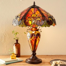  Illuminazione Lampade e illuminazione | Lampada da tavolo in vetro colorato in stile Tiffany Plow & Hearth