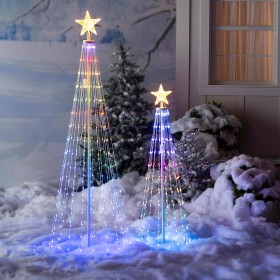  Illuminazione Alberi e Ghirlande Illuminati | Plow & Hearth Cono per Albero di Natale da Interno/Esterno con Luci Multicolori, Piccolo