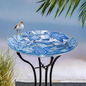  Bagni per uccelli da esterno | Bagno per uccelli Plow & Hearth Coastal Citrus da 18"