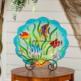  Bagni per uccelli da esterno | Bagno per uccelli in vetro Plow & Hearth da 18", Sea Life