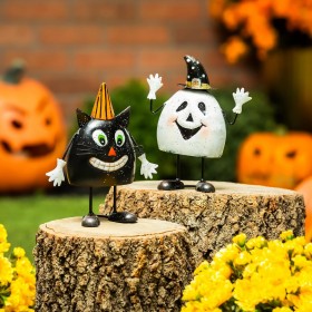  Statue da giardino per esterni | Statua in metallo Plow & Hearth Ghostly Friends, altezza 25,4 cm