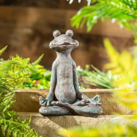 Statue da giardino per esterni | Statua in resina a forma di rana yoga Plow & Hearth, altezza 13"