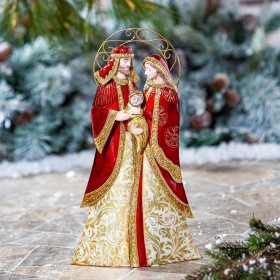  Statue da giardino per esterni | Plow & Hearth Statua della Sacra Famiglia da 16" di altezza, in metallo e Capiz