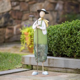  Statue da giardino per esterni | Statua del contadino con lanterna in metallo Plow & Hearth