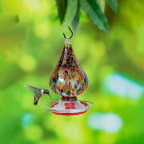  Mangiatoie per colibrì da esterno | Mangiatoia per colibrì in vetro artistico maculato Plow & Hearth