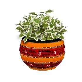  Fioriere e supporti per piante da esterno | Fioriera Baul Talavera originale arancione di medie dimensioni Plow & Hearth