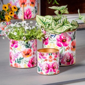  Fioriere e supporti per piante da esterno | Plow & Hearth Pastels Of Nature, set di 3 fioriere in metallo