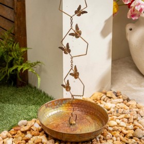  Campanelli eolici e mobili per esterni | Catena antipioggia a forma di pentagono a farfalla Plow & Hearth, altezza 96"