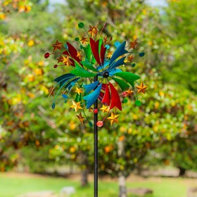  Girandole eoliche per esterni | Girandola eolica in metallo Plow & Hearth, multicolore celeste, altezza 75"