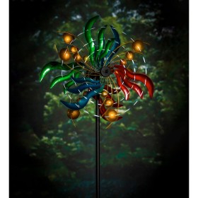  Girandole eoliche per la vita all'aria aperta | Girandola eolica illuminata alimentata a vento Plow & Hearth da 84", cerchi e onde