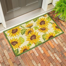  Tappeti e zerbini Tappeti ad uncinetto | Plow & Hearth Tappeto decorativo in polipropilene ad uncinetto con motivo a girasole per interni/esterni 24"X42"
