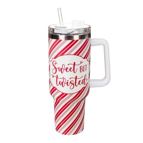 キッチン＆エンターテイメントトラベルカップ | Plow & Hearth Sweet But Twisted Canyonカップ、二重壁ステンレススチール、ストロー付き、40オンス、ギフトボックス