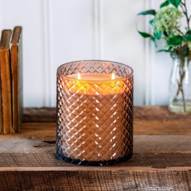 照明キャンドル＆ランタン | Plow & Hearth 大型ダイヤモンドカットガラスキャンドル スモーキークォーツ