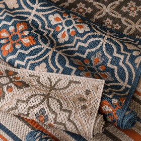 ラグ＆ドアマット エリアラグ | Plow & Hearth Cambridge Tilework 屋内/屋外用ラグ 5'3" x 7'3"