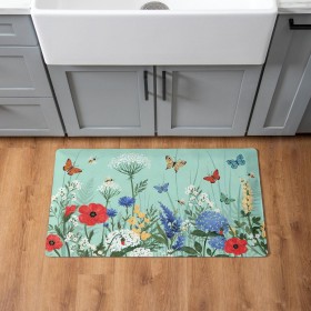 ラグ＆ドアマット 疲労軽減マット | Plow & Hearth 花柄バタフライファブリック 疲労軽減フロアマット