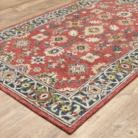  Peis- og ildstedtepper | Plow & Hearth Willow Oaks rødt ullteppe med kant, 20 x 25 cm