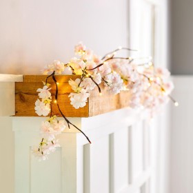  Innendørsliv Kunstige blomster og planter | Plog og peis innendørs/utendørs opplyst kirsebærgrengirlander