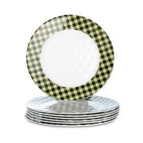  Kjøkken- og underholdningstallerkener og fat | Plow & Hearth Moss Gingham melamin middagstallerkener, sett med 6